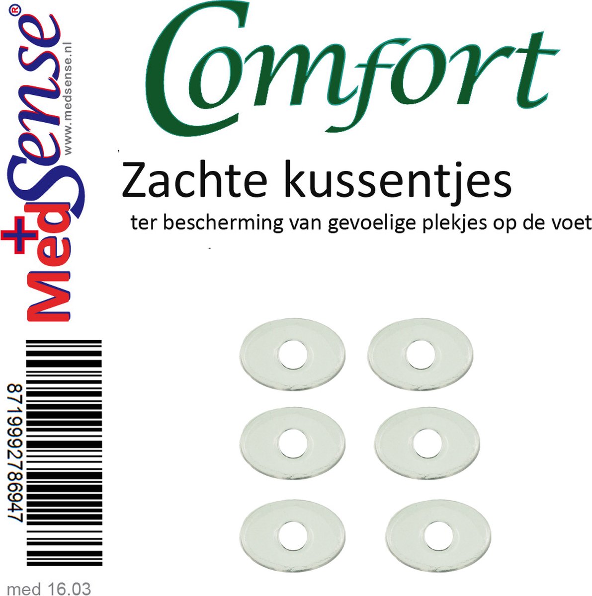 Zachte voetkussentjes - voet bescherming - 6 st Medsense Comfort