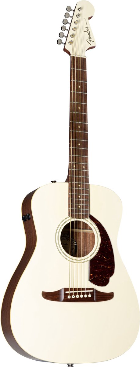 Fender Malibu Player Olympic White WN Tortoiseshell Pickguard elektrisch-akoestische westerngitaar