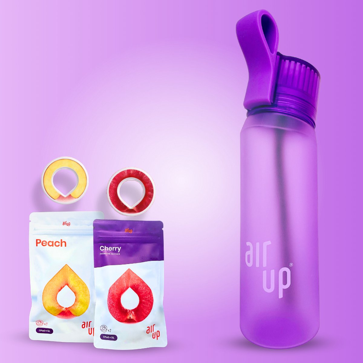Air Up Drinkfles paars starterskit 650 ml Bottle Inclusief 2 pods