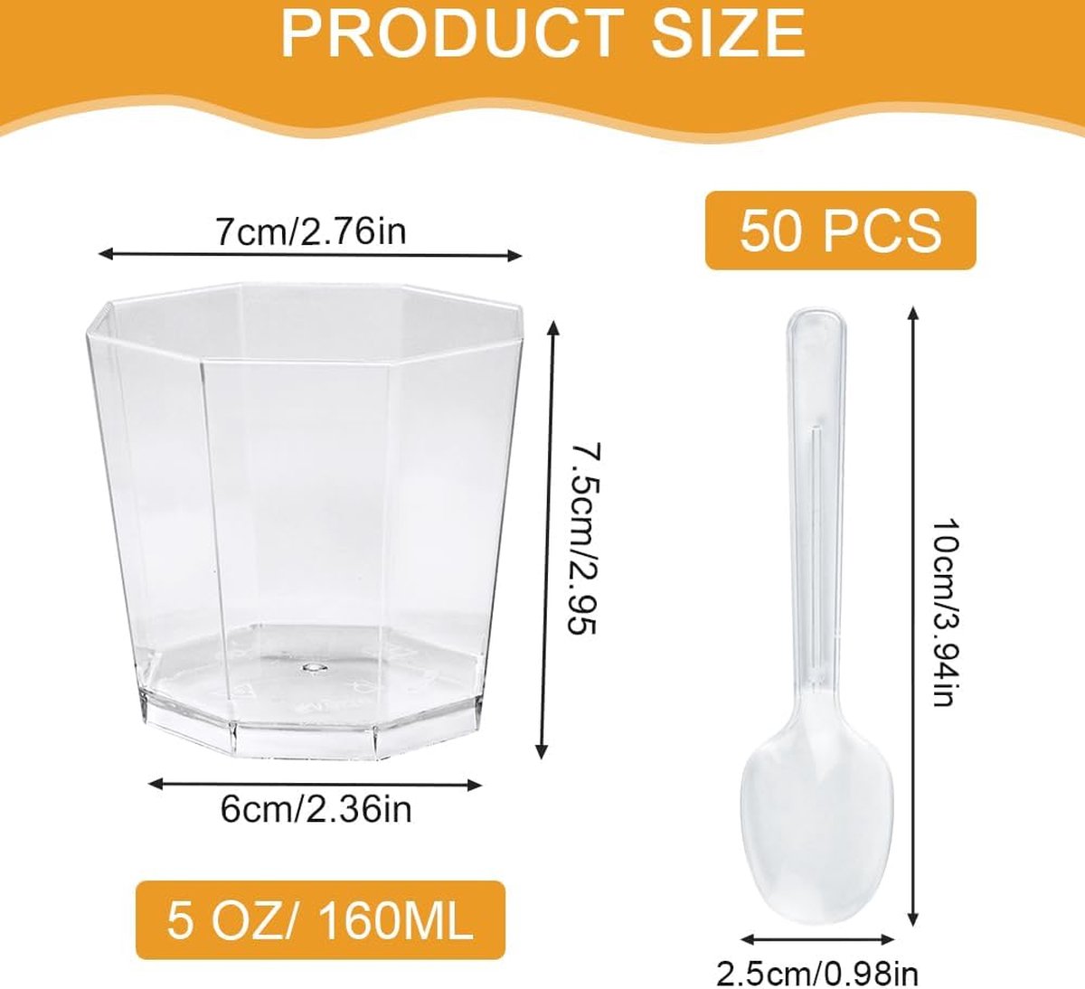 Lwaix Dessertbekers met deksel, dessertschaaltjes, van plastic, herbruikbaar, 60 - 70 ml, 50