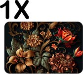 BWK Flexibele Placemat - Prachtige Bloemen Kunst - Set van 1 Placemats - 45x30 cm - PVC Doek - Afneembaar