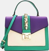 Somerville Fashion - Tom & Eva | Crossbody Bag | Dames Tas | Handtas | Paars - Turquoise - Wit | 26,5 x 11 x 20 CM