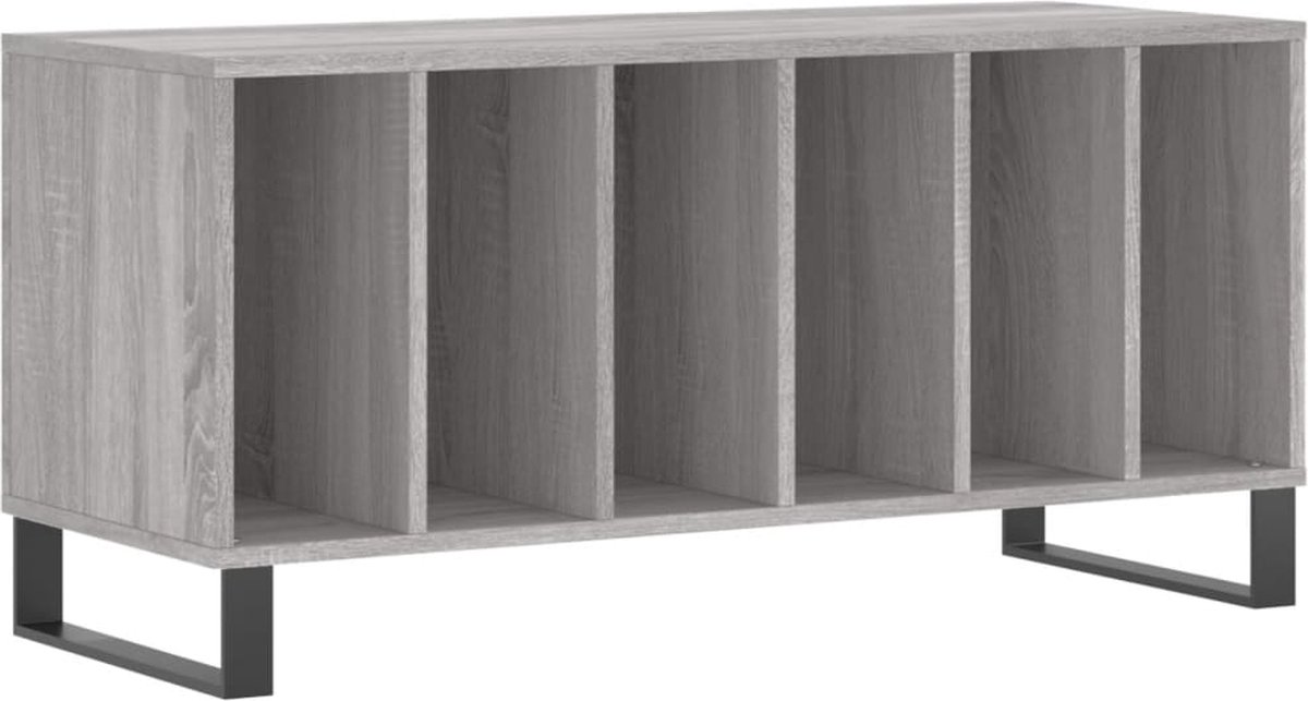 vidaXL - Platenkast - 100x38x48 - cm - bewerkt - hout - grijs - sonoma - eikenkleurig