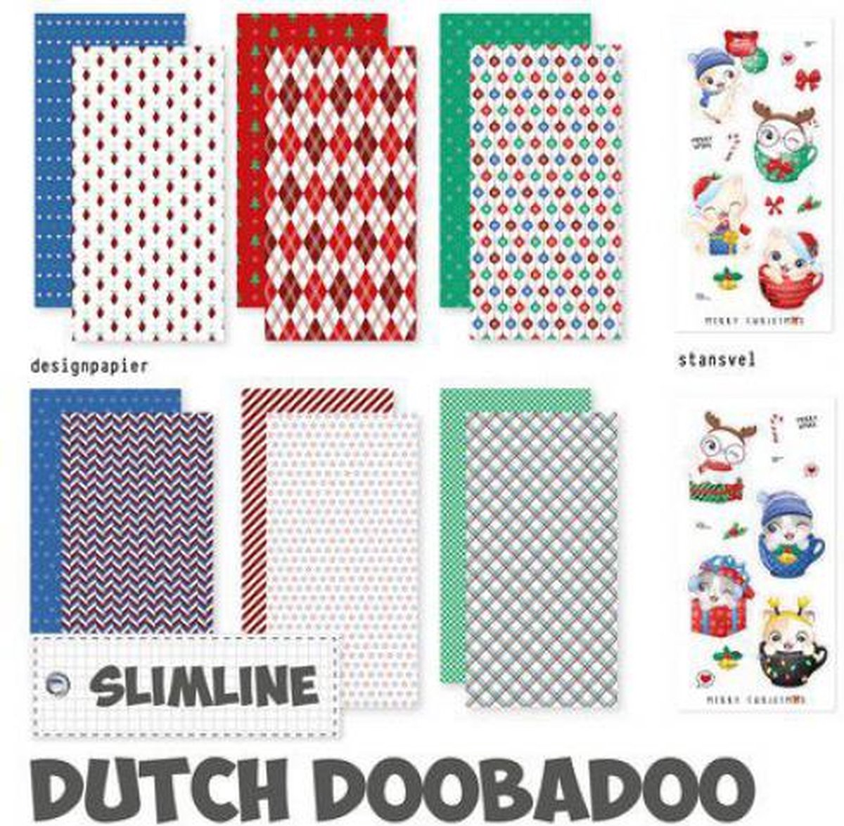 Dutch Doobadoo Crafty Kit Slimline Kerstkatje 473.005.051 (08-23)