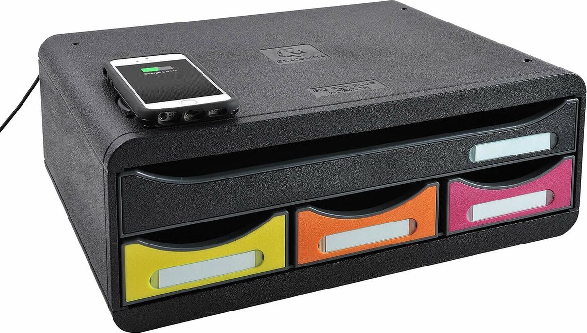 Multi-Functionele Organiser Exacompta Toolbox Mini A4 4 lades Zwart polyestyreen (27 x 35,5 x 13,5 cm)