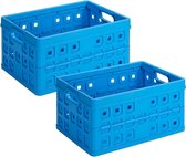 Sunware - Caisse pliante carrée 32L bleu - Set de 2