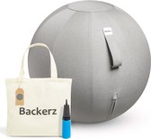 Backerz® Zitbal Kantoor en Thuis 75 CM - Luxe Yoga Bal - Zitballen met Hoes - Ergonomische Bureaustoel Bal - Linnen Lichtgrijs