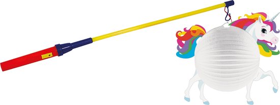 Lampionstokje 50 cm - met eenhoorn lampion - wit - D25 cm - Sint Maarten — afbeelding 2