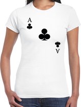 Bellatio Decorations casino thema verkleed t-shirt dames - klaver aas - wit - poker t-shirt XS