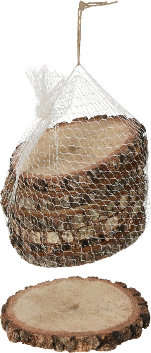 Christmas Decoration decoratie boomschijven - 6x st - hout - 9-13 cm