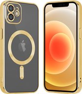 Coverzs telefoonhoesje geschikt voor Apple iPhone 12 Magneet hoesje met camera cover - magnetisch hoesje - goud