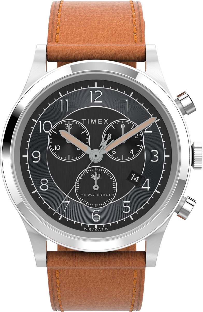 Timex Traditional Chrono TW2V73900 Horloge - Leer - Bruin - Ø 40 mm