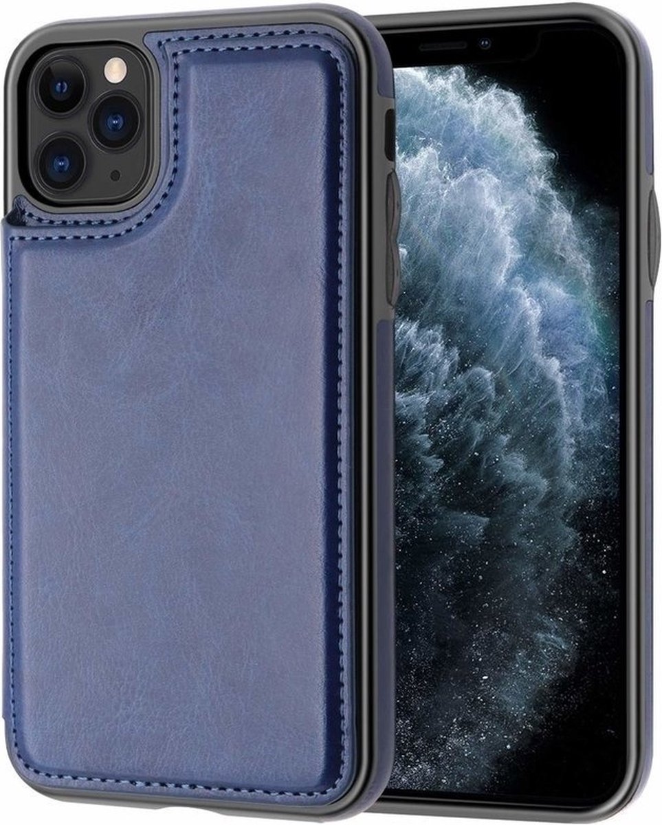 ShieldCase Wallet case geschikt voor Apple iPhone 12 / 12 Pro - Leren bookcase met ruimte voor meerdere pasjes - Klaphoesje - Te gebruiken als standaard - blauw