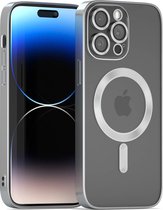 Coverzs telefoonhoesje geschikt voor Apple iPhone 14 Pro Max Magneet hoesje met camera cover - magnetisch hoesje - zilver