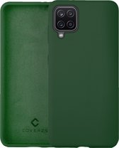 Coverzs Luxe Liquid Silicone Case geschikt voor Samsung Galaxy A12 - Donkergroen - Groen - Dark Green - Siliconen hoesjes geschikt voor Samsung Galaxy A12 hoesje - Silicone case beschermhoes - Backcover hoes