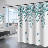 Douchegordijn, 180 x 200 cm, badgordijn van polyester, wasbaar, badgordijn met 12 douchegordijnringen, waterproof, voor badkuip en badkamer (lentestijl), wit
