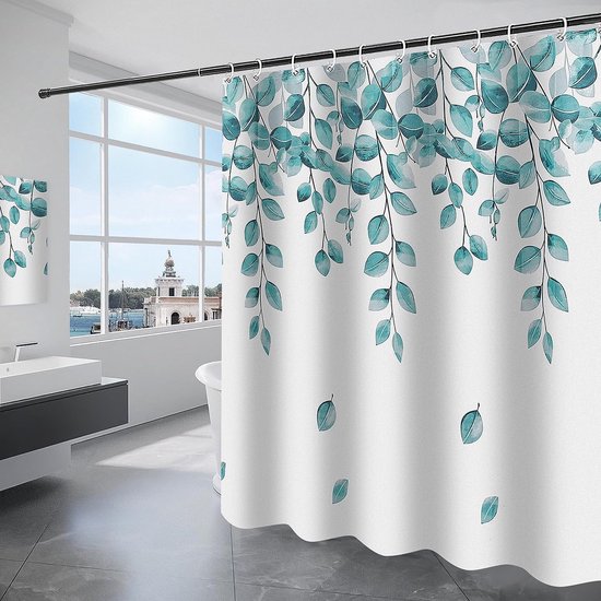 Foto: Shower curtain 180 x 200 cm bath curtain made of polyester washable bath curtain with 12 shower curtain rings waterproof for bathtub and bathroom spring style white