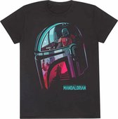 Disney Star Wars - The Mandalorian Helmet Reflection Mens Tshirt - L - Zwart