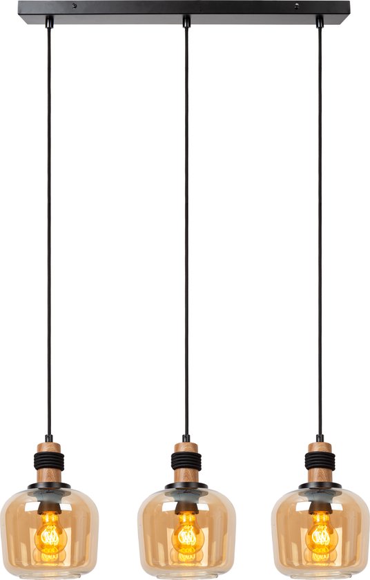 Lucide - Lampe à suspension - 3xE27 - Ambre