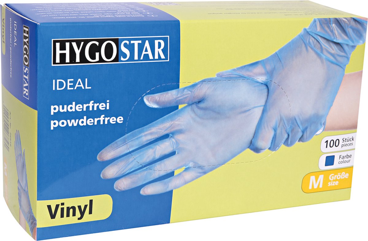 Goedkoopste Hygostar vinyl handschoen blauw - sterke kwaliteit - 100 stuks - maat L