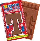 Tony's Chocolonely Chocolade Letter T - Melkchocolade Reep - Sinterklaas Cadeau - Schoencadeautje Sint - Fairtrade Belgische Chocolade - 180 Gram