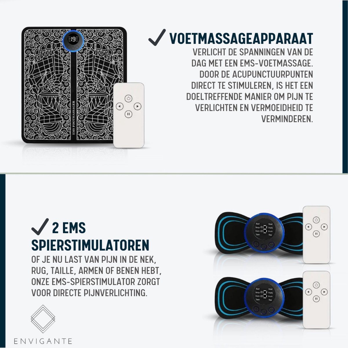 Envigante 3-in-1 Voetmassage Apparaat | 2x EMS Massage - afbeelding 2