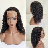Braziliaanse remy pruik 16 inch - real human hair - diepe golf haren -donkerbruine echt haren - 4x4 lace close wig