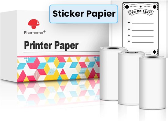Papier autocollant Phomemo - Papier pour Mini imprimante photo - 3 rouleaux  - Papier