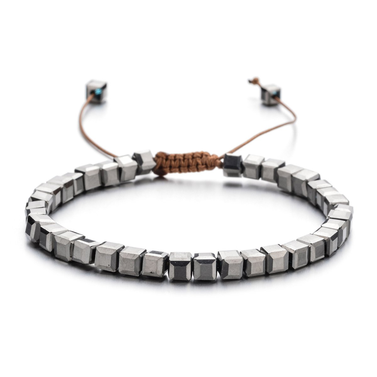 Sorprese armband - Ibiza Beads - armband dames - vierkante kralen - zilver - verstelbaar - cadeau - Model S - Cadeau