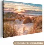 Canvas - Strand - Zee - Duin - Schilderijen woonkamer - Foto op canvas - Canvas zonsondergang - 180x120 cm