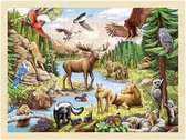 Houten Puzzel - wilde dieren - bosdieren - natuur - wildernis - 96 stukjes - houten speelgoed - vanaf 3 jaar