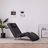 vidaXL Chaise longue de massage avec coussin en cuir artificiel noir