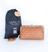 WALA AMSTERDAM® - Vegan Lederen Telefoontasje - Crossbody - Bruin - Inclusief stijlvolle dustbag.