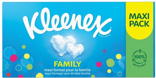 Kleenex tissues - Family Box - Voordeelverpakking - 10 x 128 stuks = 1280 zakdoekjes - Kleenex