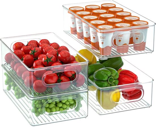 BoîTes de Rangement en Plastique Empilables et Stockage des Aliments BoîTes  de Rangement pour RéFrigéRateur BoîTes