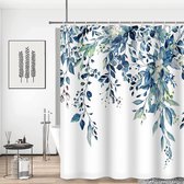 Rideau de douche, fleurs bleues, salle de bain, rideaux de douche, résistant à la moisissure, en polyester, rideaux de salle de bain avec 12 crochets, imperméable, tissu léger, rideau de douche Plan (180 x