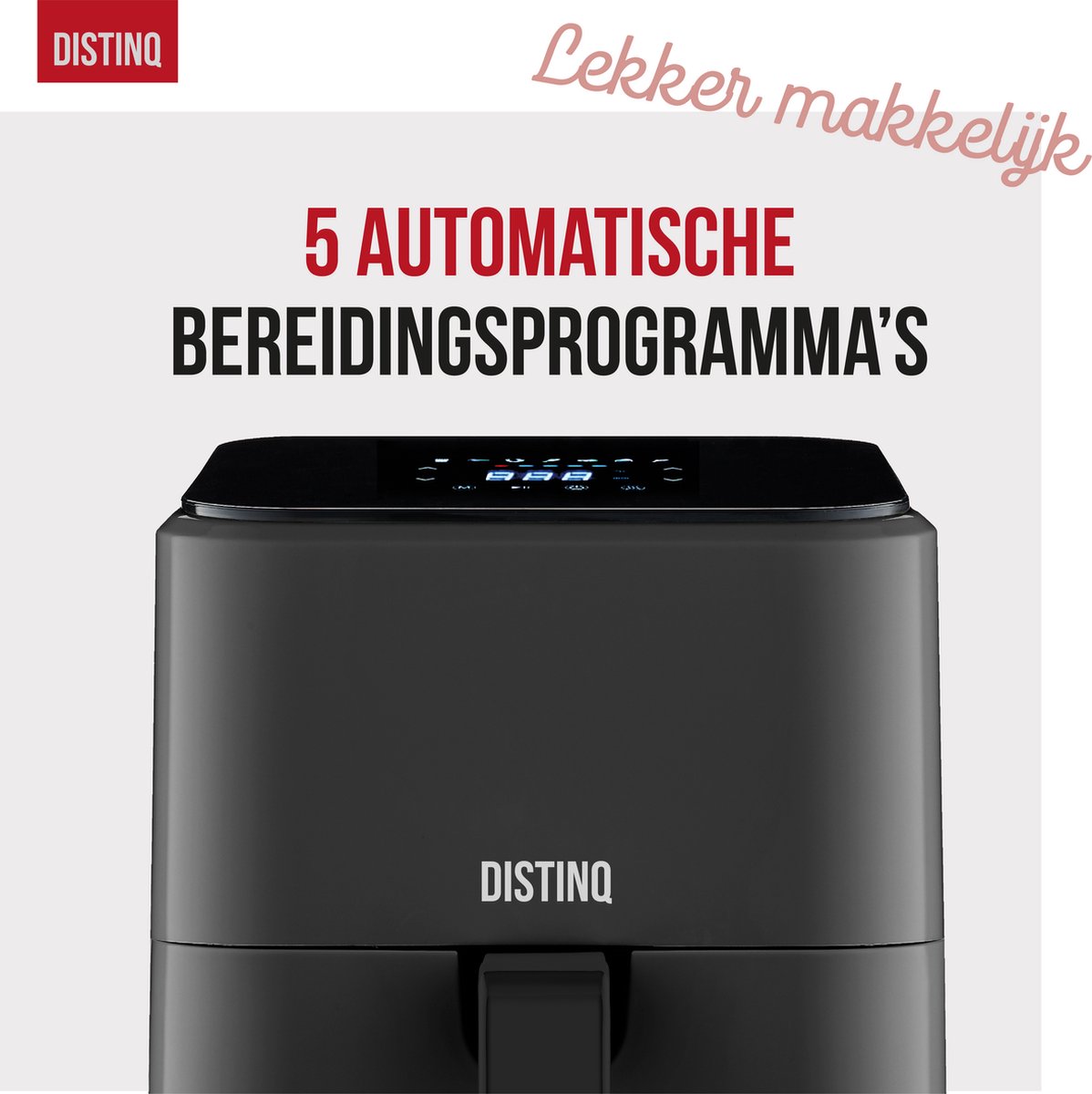 Afbeelding 2 van DistinQ Heteluchtfriteuse compact- Airfryer - 4 liter inhoud - Digitaal display - Zwart
