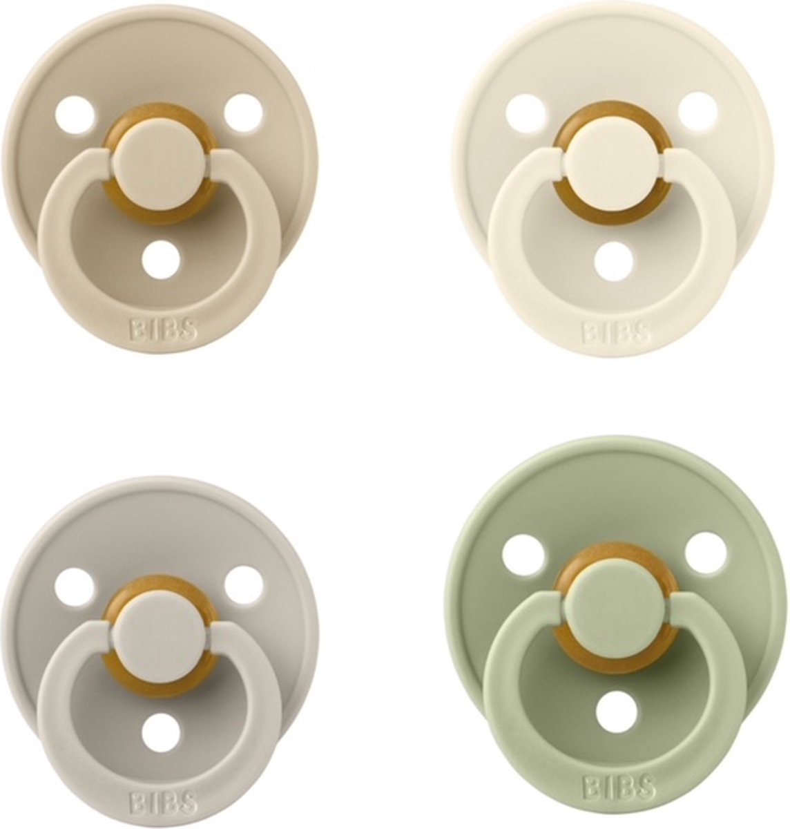 Goedkoopste Bibs fopspeen 6-18 maand set 4 stuks Ivory,Vanilla,Sand en Sage maat 2