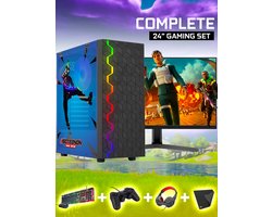 ScreenON - Game PC - Fortnite Edition Gaming Set - X103154 - V3 (GamePC.X103154 + 24 Inch Monitor + Toetsenbord + Muis + Controller)