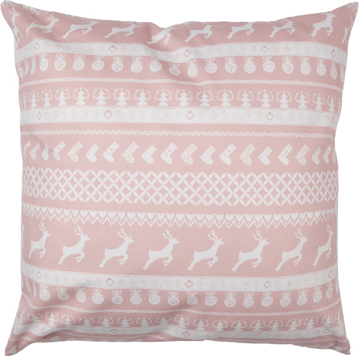 Kussenhoes 45x45 cm Roze Wit Polyester