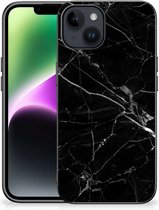 Coque transparente adaptée pour smartphone iPhone 15 avec bord noir marbre Zwart