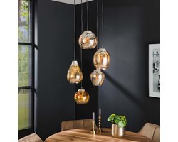AnLi Style Hanglamp 5L getrapt mix - Amberkleurig glas