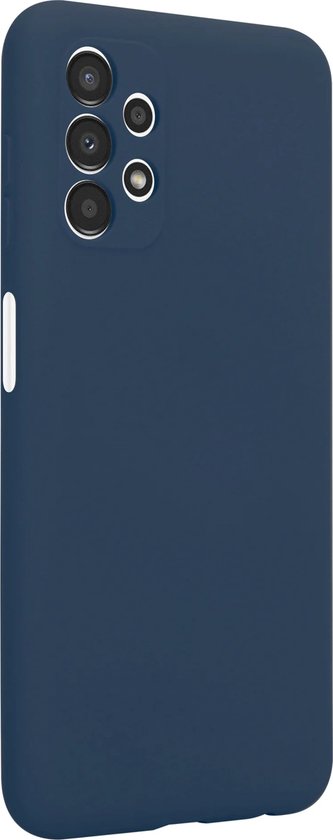 Donkerblauw siliconen telefoonhoesje met matte afwerking, voor een Samsung A13.