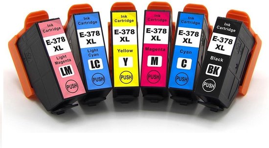 Inktcartridge Geschikt voor Epson 378XL | Multipack van 6 stuks - Met Chip - Epson 378 - Geschikt voor Printers: Epson Expression Photo XP-8500 - XP-8505 - XP-8600 - XP-8605 - XP-8606