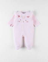 Noukie's - Pyjama - 1 Delig - Meisje - Velour - Roze - Luipaardje - 1 maand 56