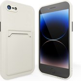 Coque arrière avec porte-cartes - Convient pour iPhone SE 2022 / SE 2020 / 8 / 7 coque - Coque antichoc porte-cartes - Emplacement pour cartes - Coque en Siliconen blanc