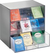 Boîte à thé Transparent - Boîte à thé 3 tiroirs 27 Compartiments Transparent - Thee - Organisateur Cuisine - Organisateur Bureau - Organisateur conteneurs