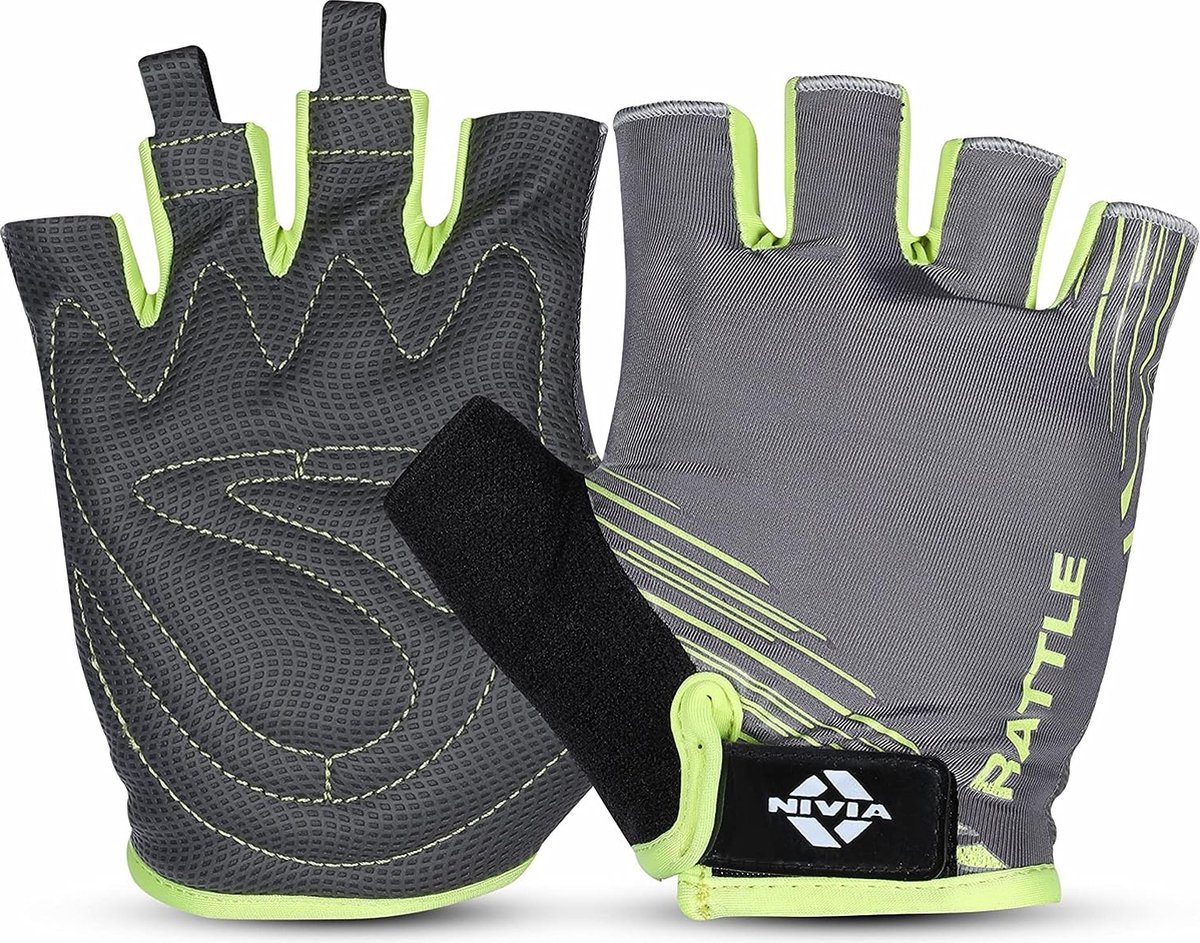 Nivia Rattle Sports Gloves ( Colour-Grey, Size-L ) Material-Micro Fiber Sued | for Unisex | Finger Cut Design Used for Gym Workouts | Weight Lifting | Exercise | Pull-Up | Crossfit | Cycling | Fitness & Training with Good Grip and Soft Padding