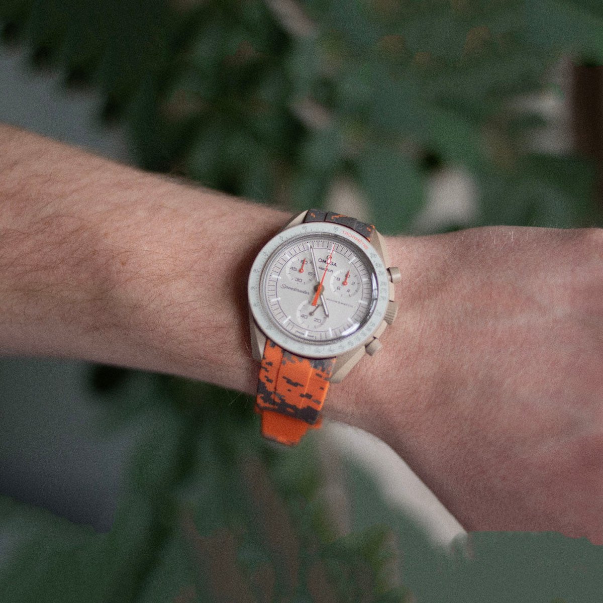 MoonSwatch horlogebandje - Oranje Oranje Mosaic - Rubber Watch strap for Omega X Swatch Speedmaster MoonSwatch