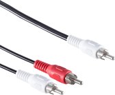 Powteq - 2.5 meter premium tulp mon -> stereo - Subwoofer kabel - 2 x RCA naar 1 x RCA - Stereo subwoofer - PRE out kabel